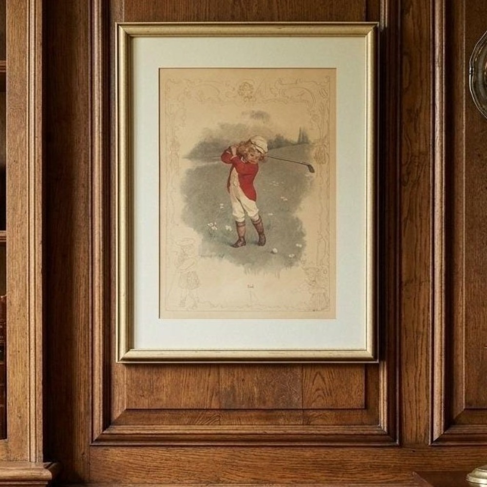 Maud Humphrey 1897 Ted Golf Lithograph Antique Victorian Framed Art Print